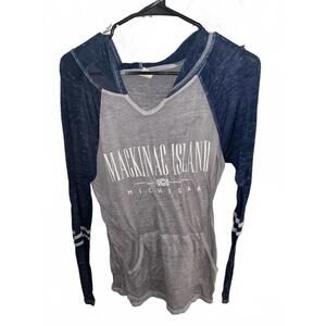 Exist Mackinac Island Hoodie - Stylish Gray & Navy Long Sleeve